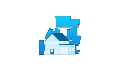 Pixelated house building animation on white background Vídeos de archivo 337967667