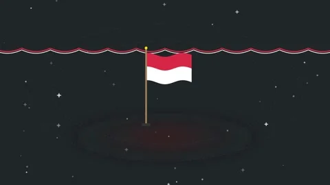 Pixelated Indonesian Flag Waving in Space Vídeo Stock 342599222