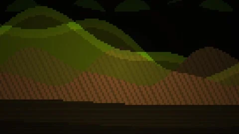 Pixelated Landscape with Rolling Hills and Dark Sky. Video stock 334537078