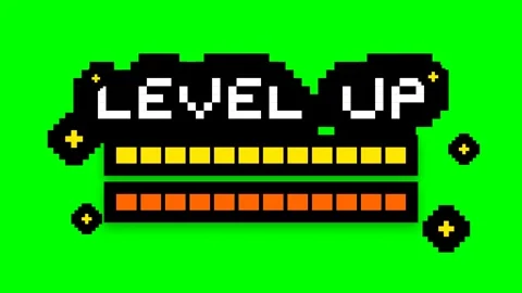 Pixelated Level Up Animation on Green Screen. Stock Footage 336620421