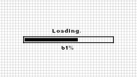 Pixelated loading bar progressing to 100% completion, digital process, transfer Vídeos de archivo 336180502
