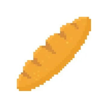 Pixelated loaf of bread illustration. Simple pixel art of a golden brown loaf Stock Illustration
