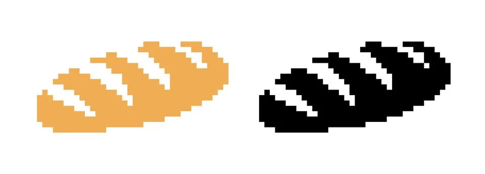 Pixelated loaf of bread illustration. Simple pixel art of a golden brown loaf Stock Illustration