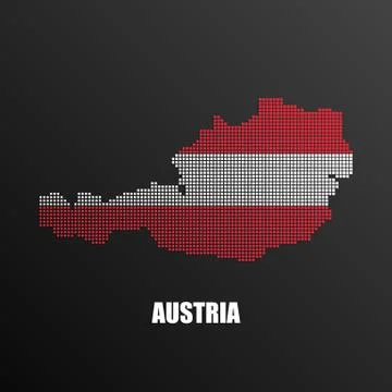Pixelated map of Austria with national flag Illustrazione stock
