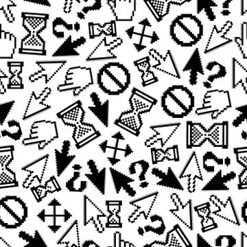 Pixelated mouse cursors seamless pattern Stock Illustration