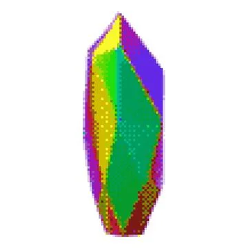 A pixelated multicolor crystal or diamond, a gemstone with highlights and an 스톡 일러스트