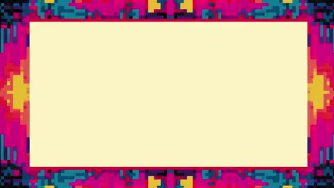 Pixelated neon frame border with blank center for text overlay, stop motion.. Stock-Footage 342043324