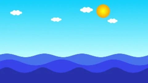 Pixelated Ocean with Sun and Clouds Stock Footage 316194802