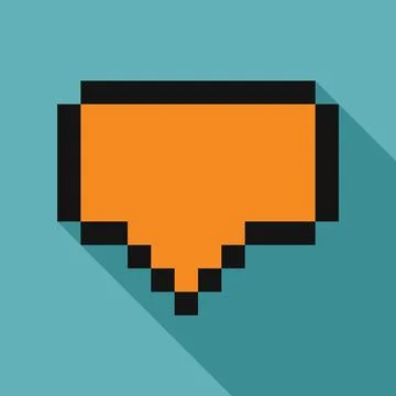 Pixelated orange speech bubble with drop down arrow pointing downward Illustration