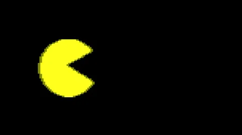 Pixelated Pac Man entering LEFT and leaving screen - 80s Game No FX Stock Footage 45604580
