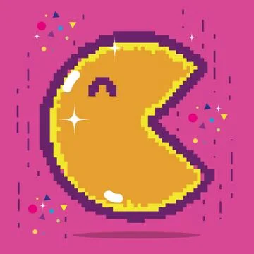 Pixelated pacman videogame Illustrazione stock