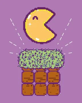 Pixelated pacman videogame Illustrazione stock