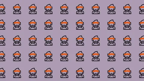 Pixelated People Pattern - A Diverse Collection of Digital Avatars. Stock Footage 325381563