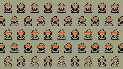Pixelated People Pattern - A Retro-Inspired Crowd Scene. Stock Footage 325381577