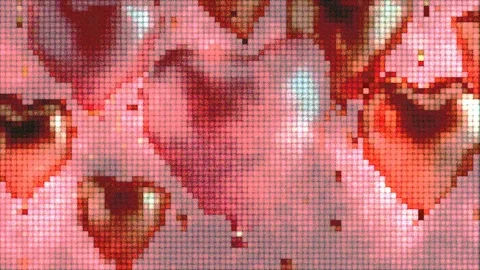Pixelated pink balloons romantic hearts abstract digital love background Stock Footage 344957672