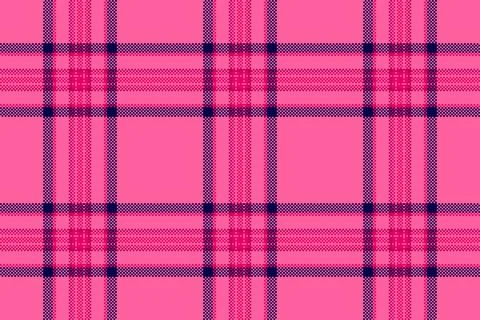 Pixelated pink plaid seamless pattern. Trendy textile design with checks and  Stock Illustration