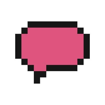 Pixelated pink speech bubble communicating a message Illustration