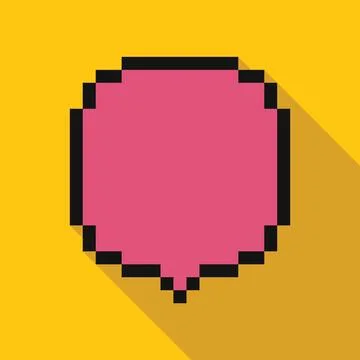 Pixelated pink speech bubble communicating on yellow background Illustration