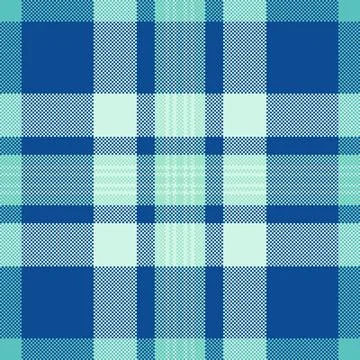 Pixelated plaid pattern in cool blues and teals. Versatile background for dig Stock Illustration