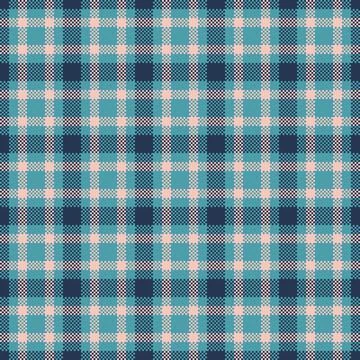 Pixelated plaid pattern in cool tones. A seamless tartan design evoking vinta Stock Illustration