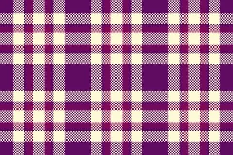 Pixelated plaid pattern in deep purple and soft cream hues. Classic, versatil Stock Illustration