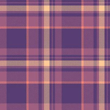 Pixelated plaid pattern in muted purple and peach. Ideal for retro designs, t Stock Illustration