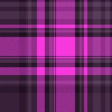 Pixelated plaid pattern in pink and dark gray. Retro, vibrant and modern. Ide Stock Illustration