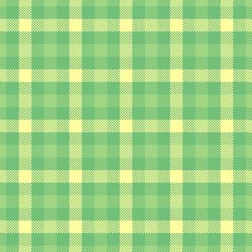 Pixelated plaid pattern in soft greens and yellows. Retro aesthetic, ideal fo Stock Illustration
