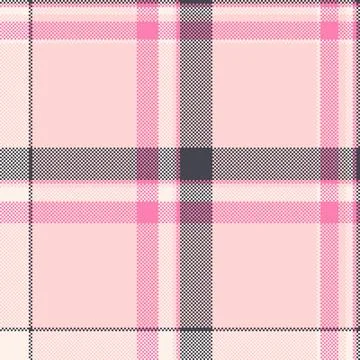Pixelated plaid pattern in soft pink, cream, and gray tones. A classic, seaml Stock Illustration