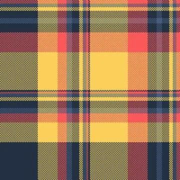 Pixelated plaid pattern. Vibrant digital textile design featuring intersectin Stock Illustration