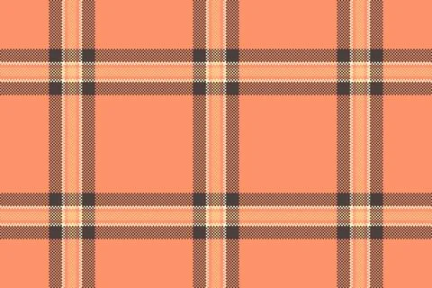 Pixelated plaid pattern in warm coral, beige, and brown tones. Retro textile  Illustrazione stock