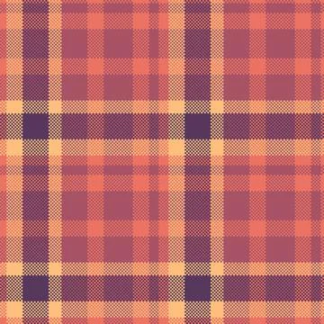 Pixelated plaid pattern in warm hues. Abstract and geometric, it evokes tradi Stock Illustration