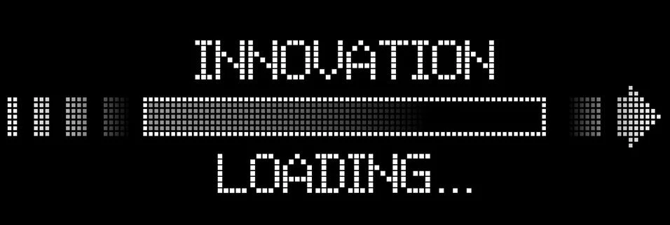 Pixelated progress bar and words INNOVATION LOADING 스톡 일러스트