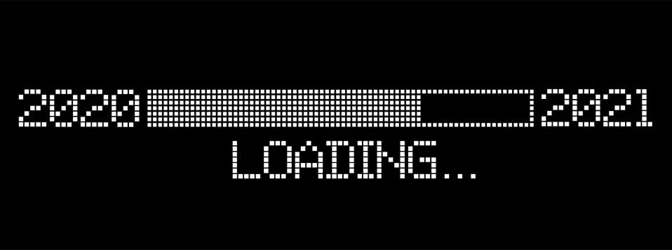 Pixelated progress bar year 2020 to 2021 loading Illustrazione stock