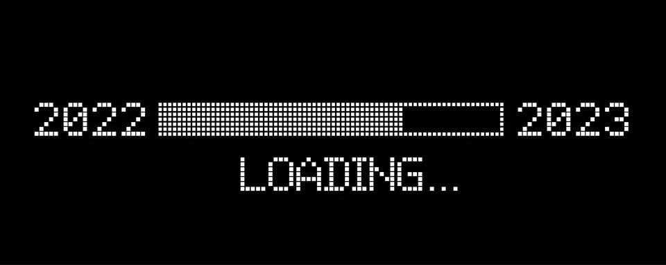 Pixelated progress bar year 2022 to 2023 loading イラスト素材
