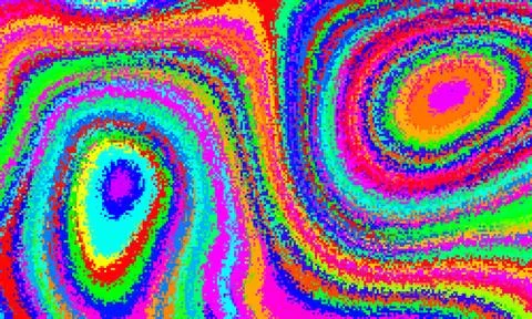Pixelated psychedelic background. Moire overlapping effect. Vector image. 库存插图