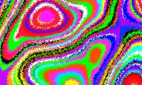 Pixelated psychedelic background. Moire overlapping effect. Vector image. 库存插图