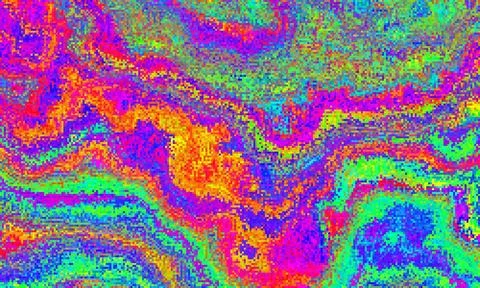 Pixelated psychedelic background. Moire overlapping effect. Vector image. Illustrazione stock