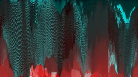 Pixelated red black and turquoise screen, tv interferences, rgb cmyk, loop Stock Footage 118333471