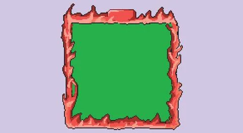 Pixelated Of Red Fire Frame. Illustrazione stock