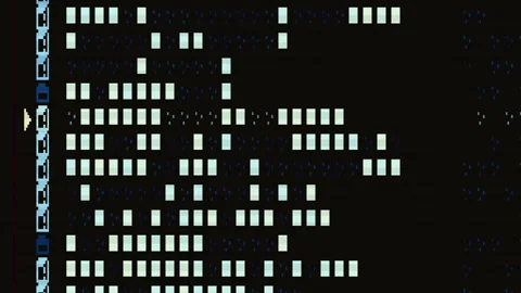 Pixelated retro computer interface scrolling through files Stock Footage 346525606