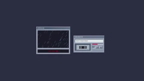 Pixelated Retro Desktop Interface with Rain Animation and Cassette Player f.. Vídeos de archivo 347341653