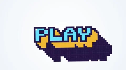 Pixelated Retro Video Game Play Button Animation Stock Footage 336619391