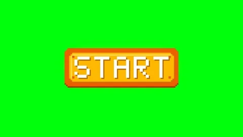 Pixelated Retro Video Game Start Button Flashing on Green Screen Stock Footage 336619392