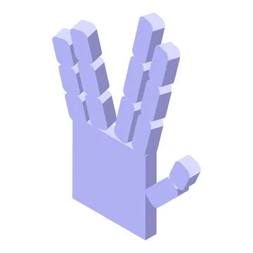Pixelated robotic hand making v sign isometric style Stock Illustration
