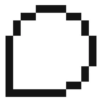 Pixelated rounded corner forming open shape on white background Illustrazione stock