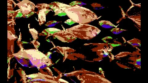 Pixelated school of fish Видео 345089677