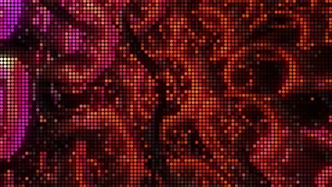 Pixelated shimmering background with red rows of glowing circles with 3d effect Vídeos de archivo 163042895