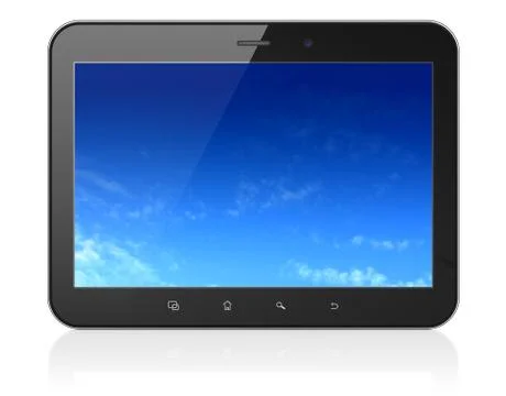Pixelated Sky on black tablet pc computer Illustrazione stock