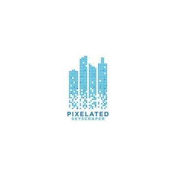 Pixelated skyscraper graphic design template Ilustración de archivo